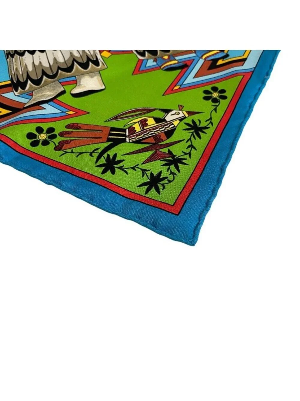 Hermes Kachinas Carre 90 Silk Scarf Blue